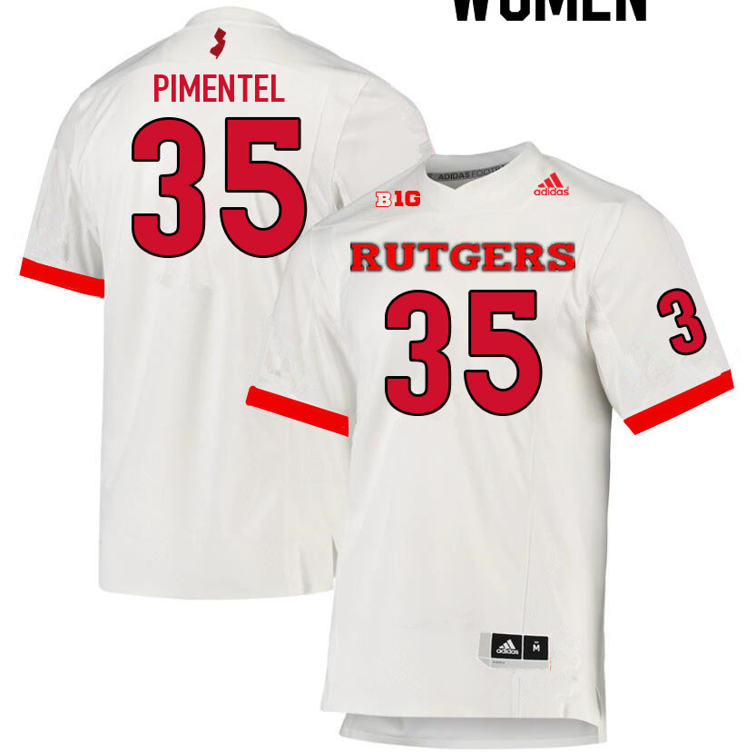 Women #35 Jonathan Pimentel Rutgers Scarlet Knights College Football Jerseys Sale-White